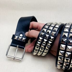 y2k 2000s classic pyramid studded brown and silver goth emo belt